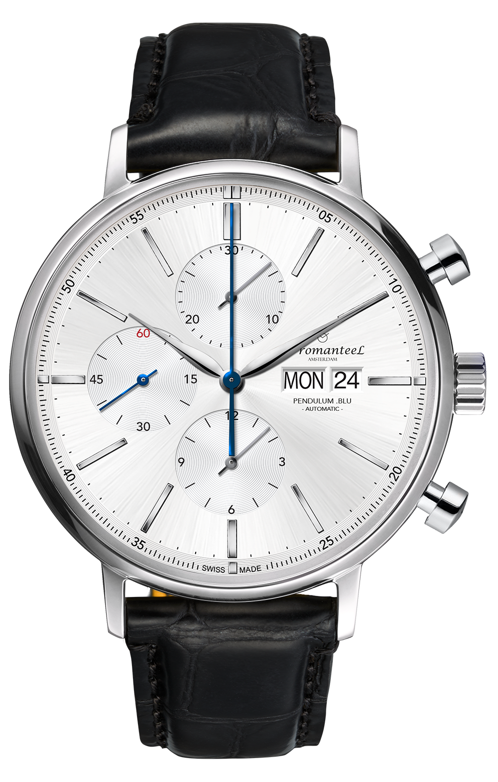 Swiss Made Men's Fromanteel Pendulum Blu Automatic Chrono Watch White