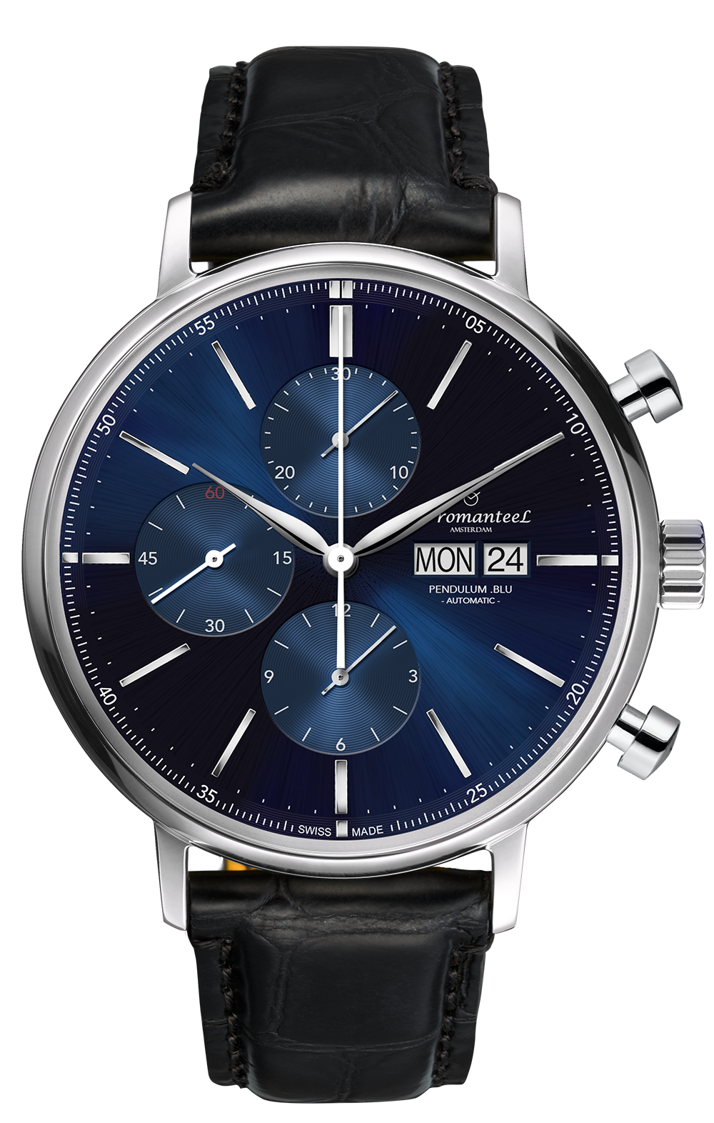 Swiss Made Men's Fromanteel Pendulum Blu Automatic Chrono Watch Blue