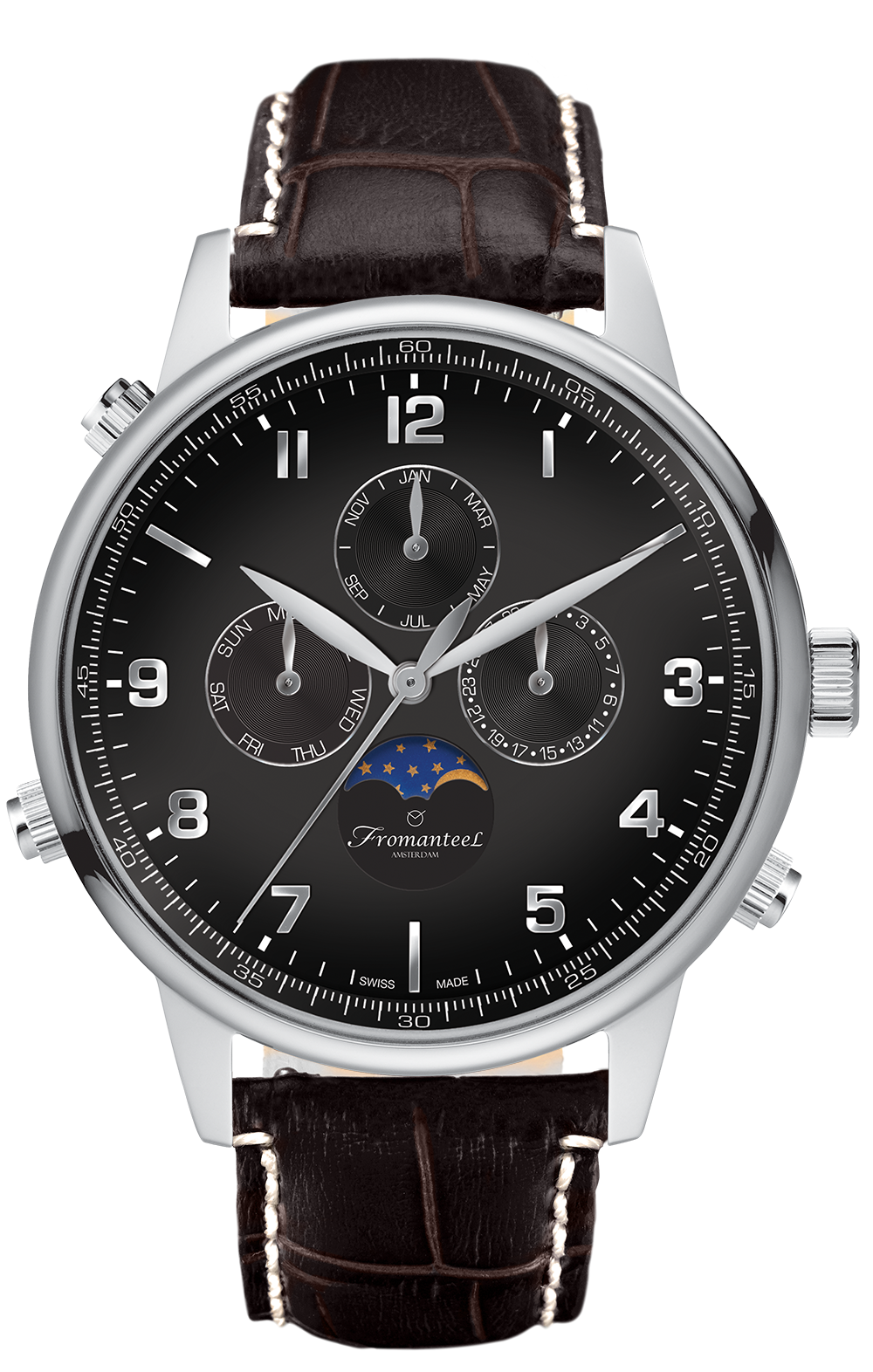 Fromanteel Globetrotter Moon Phase Black Diameter 42 mm