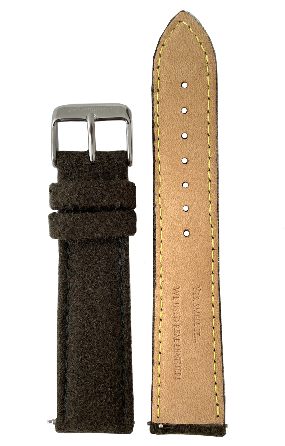 Interchangeable Leather Wool Green Watch Strap