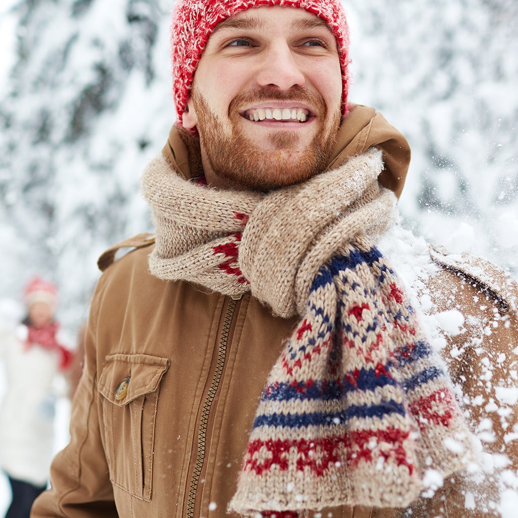 Man with beard in winterwear