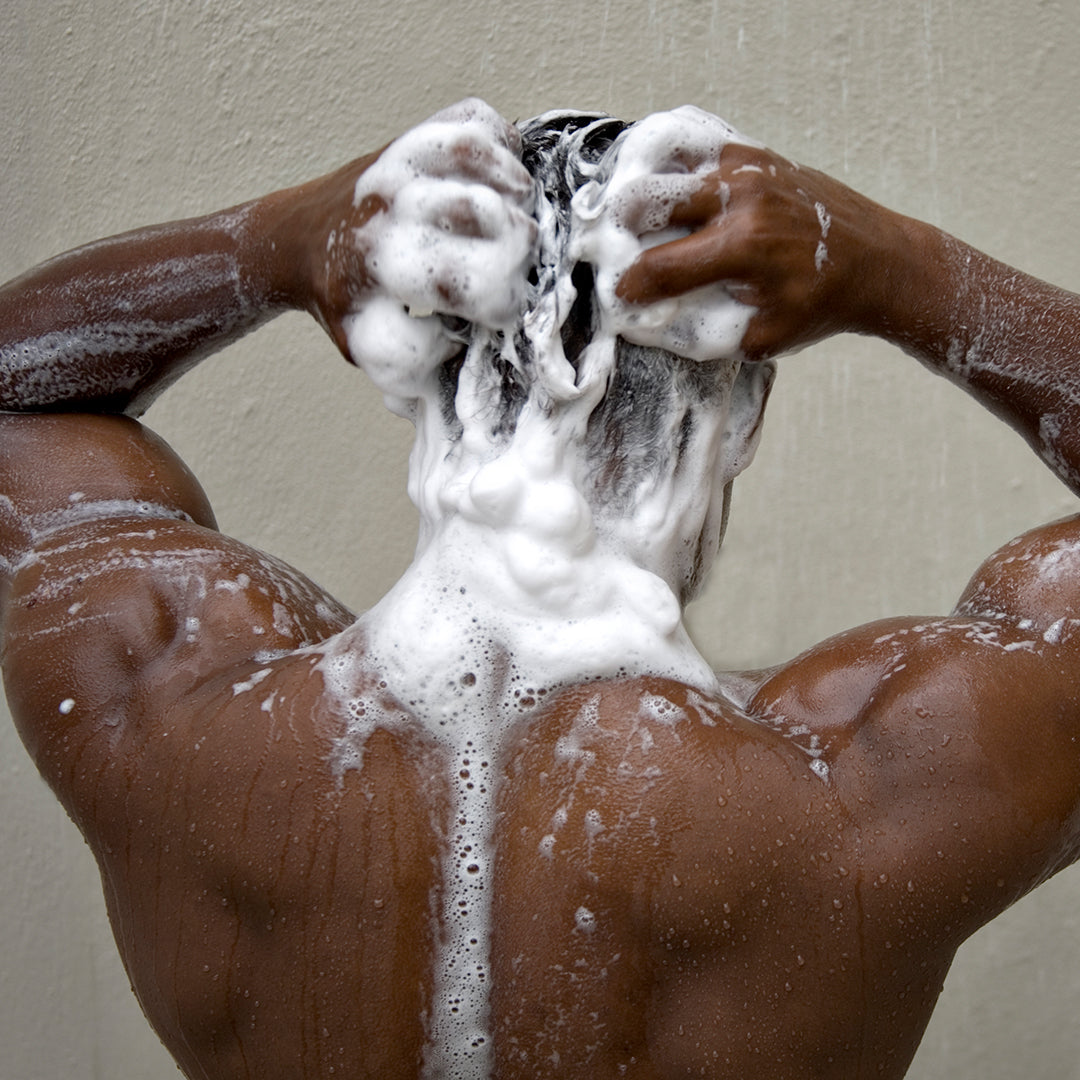 african american washing hair