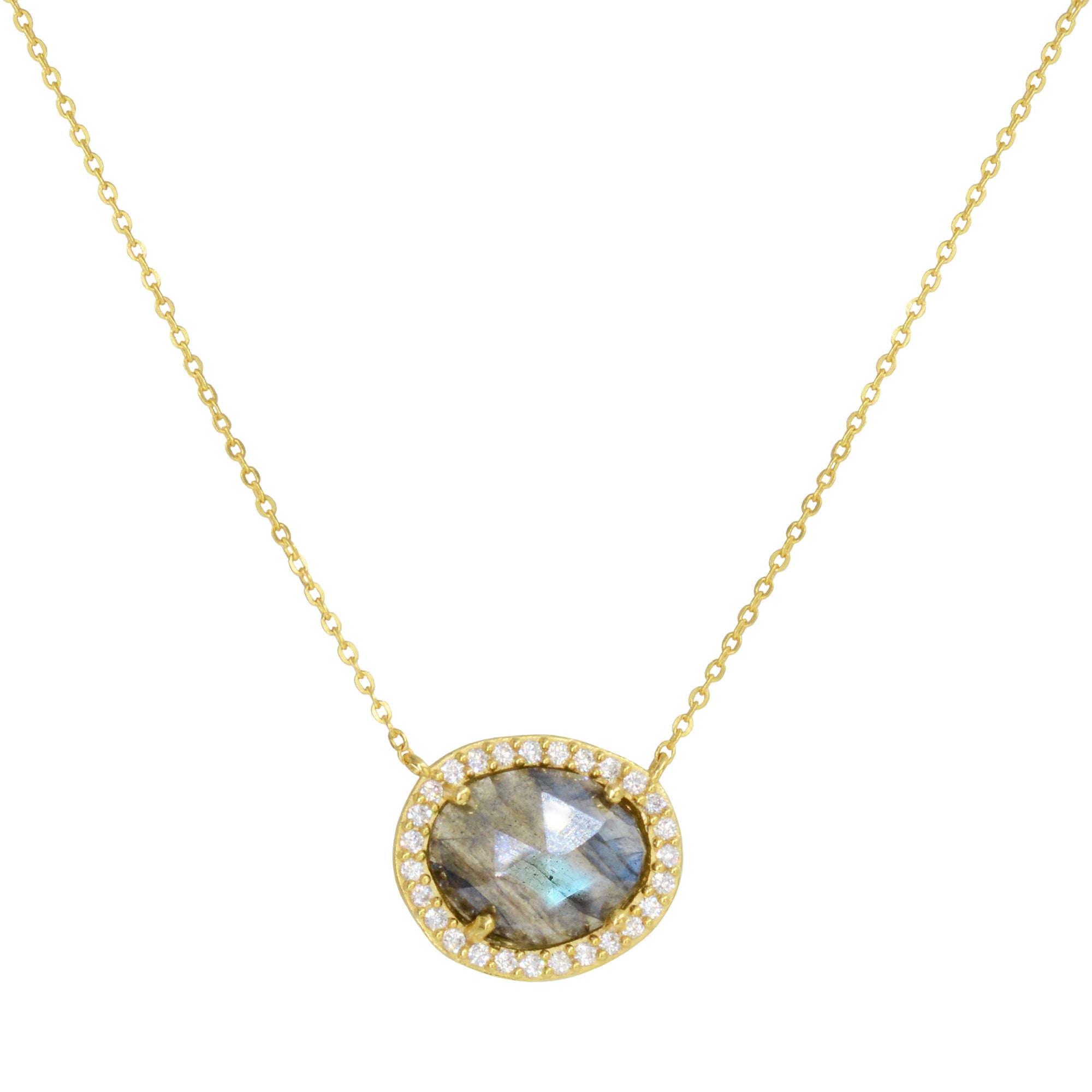 Azizi Necklace With Crystals - Labradorite - KAMARIA