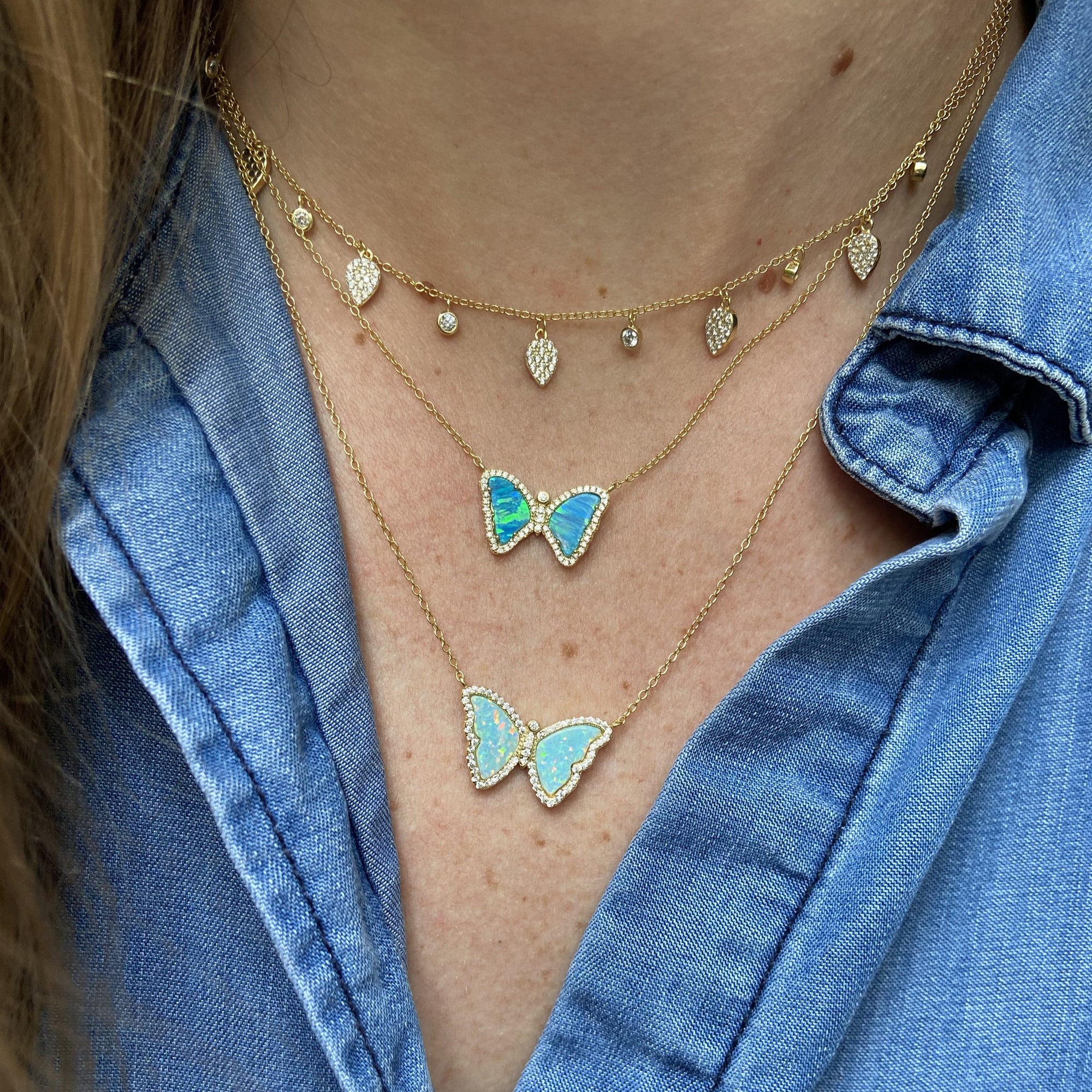 Opal Butterfly Necklace With Crystals Kamaria 