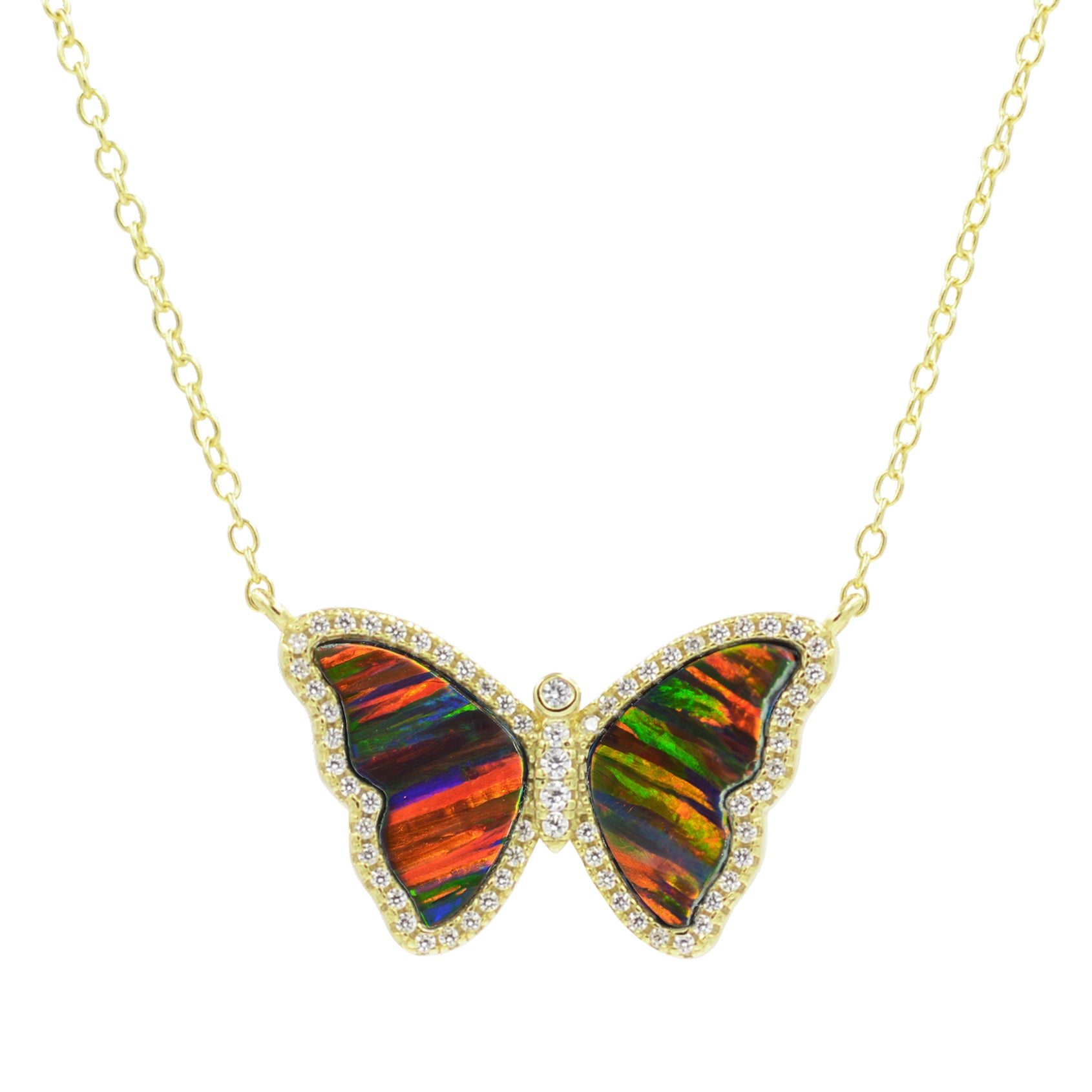 Opal Butterfly Necklace with Stripes - KAMARIA