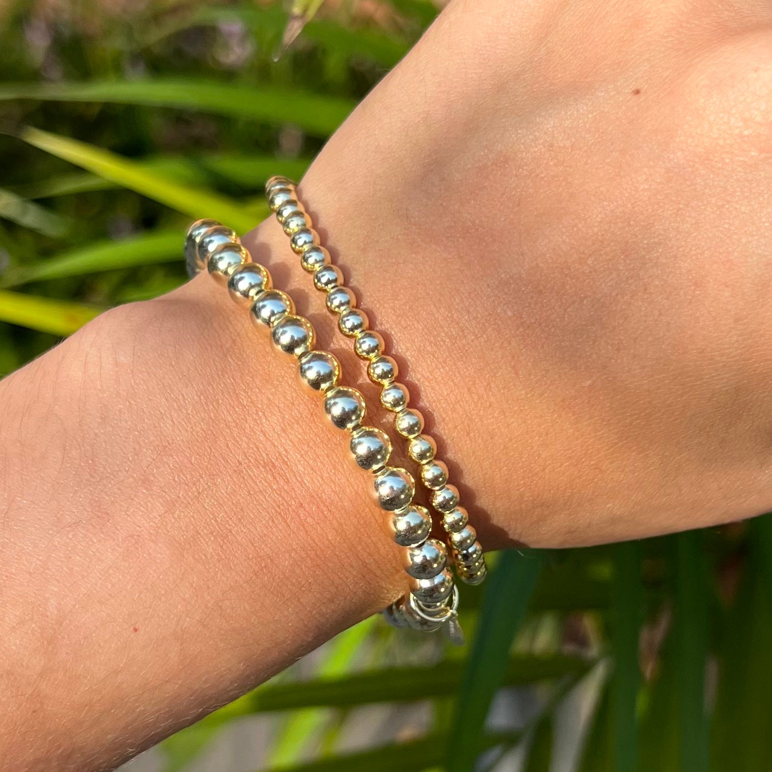 Gold-Plated Silver Beaded Bracelet Stack - KAMARIA