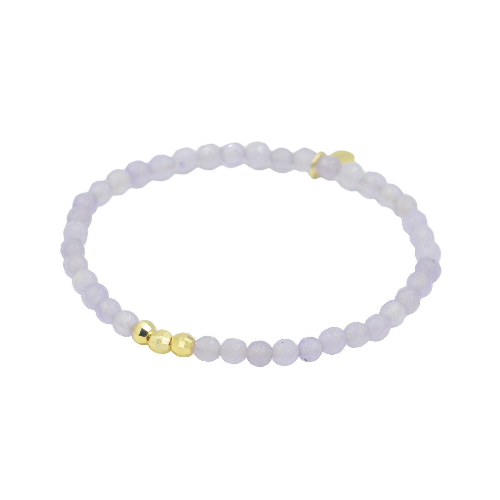 Lavender Jade And Gold Beaded Bracelet Stack 4mm