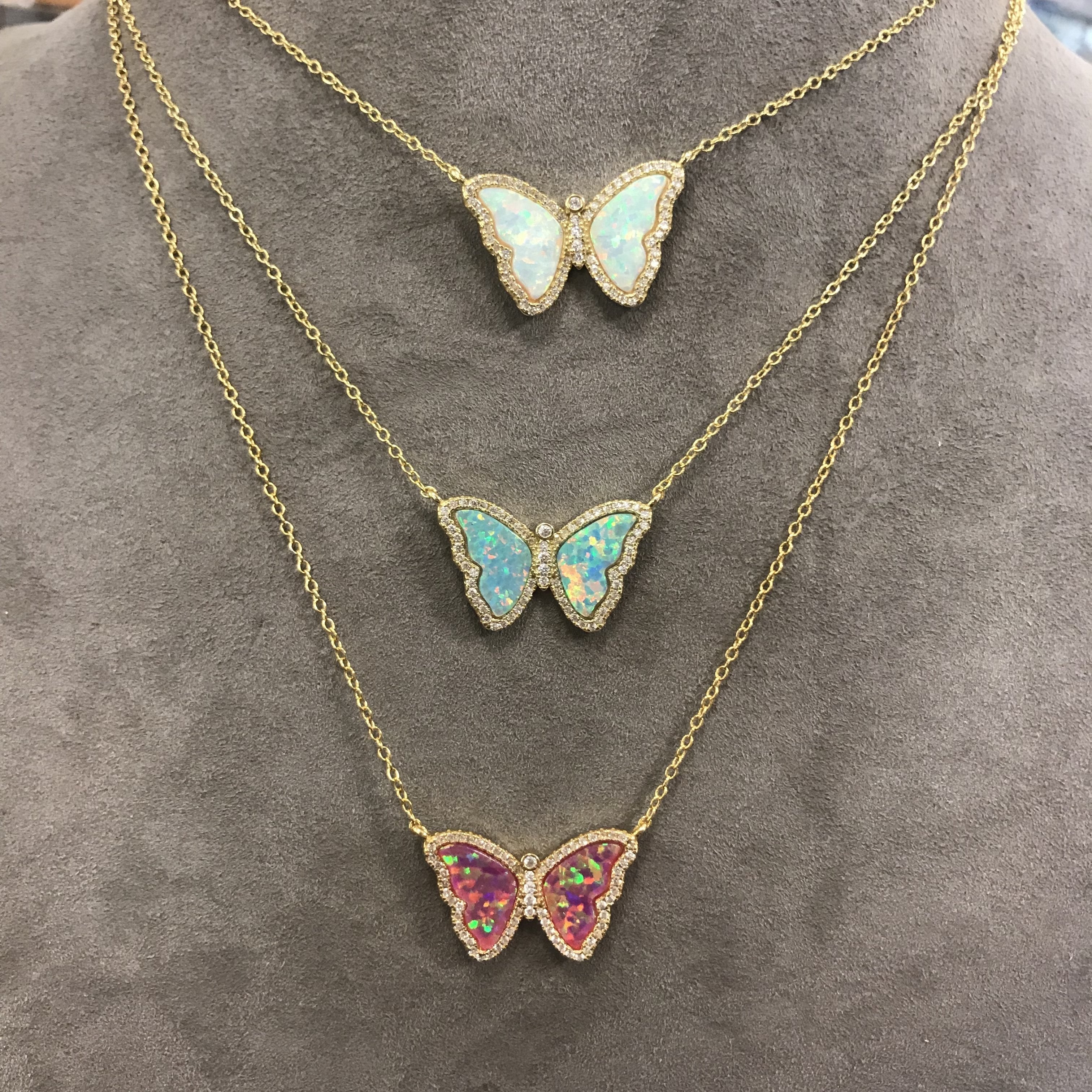 Download Opal Butterfly Necklace With Crystals Kamaria