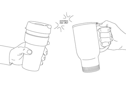 Social Distance Travel Mug Cheers Illustration