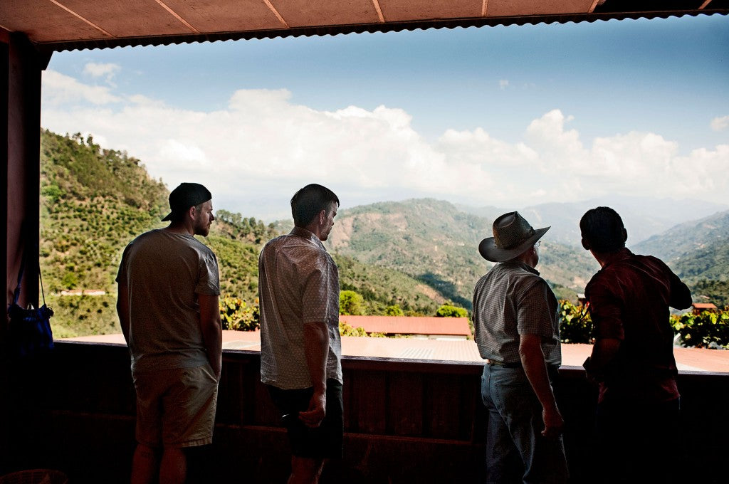 John, Jesse, Max, and Genaro Looking out over the Finca La Providencia.