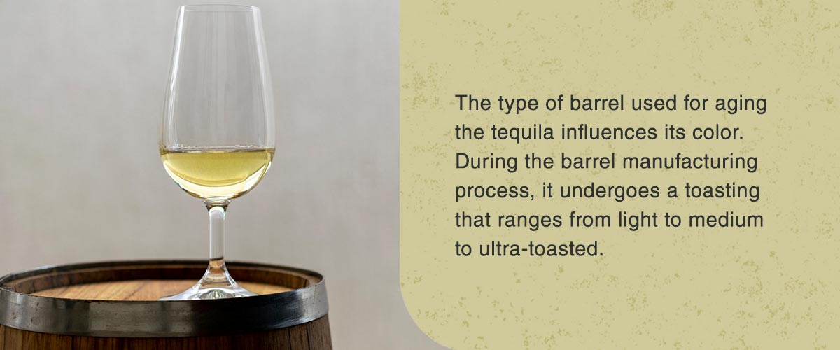 types of barrels used for aging tequila influence its color