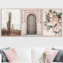 Load image into Gallery viewer, Boho Poster Desert Landscape Canvas Painting Door flower Print Decoration Wall Pictures for Living Room Moroccan Decor Unframed