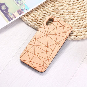 Geometric Triangle Engraved Nature Wood Phone Case Coque Funda For iPhone 6 6S 6Plus 7 7Plus 8 8Plus XR X XS Max 11 Pro Max