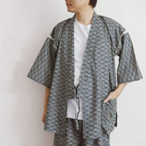 men japanese ocean wave jinbei 