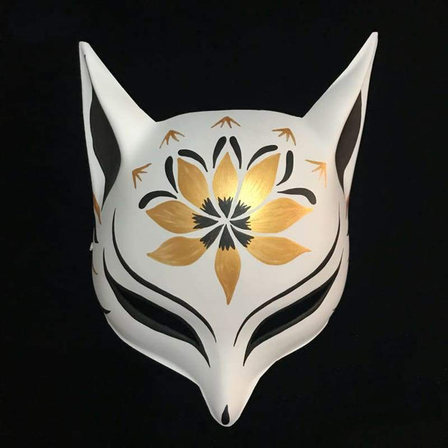 Kitsune mask sharp ears kitsune mask - golden lotus foxtume