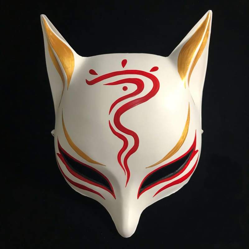 Kitsune Mask Sharp Ears Kitsune Mask - Red Curse Foxtume