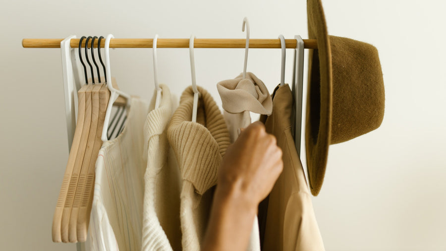organizing clothes neutral colors closet