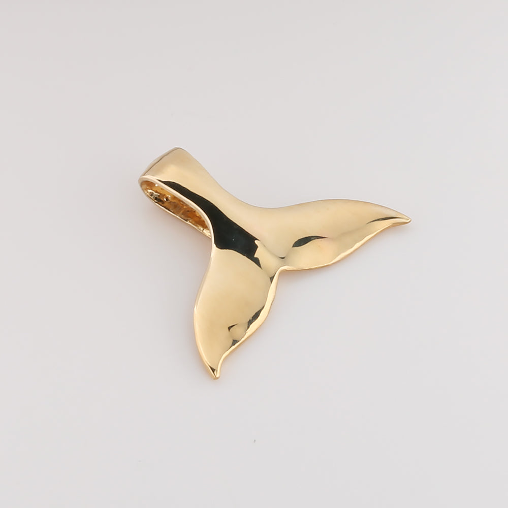 SOLID 14K YELLOW GOLD FISHHOOK WHALE TAIL HAND ENGRAVED HAWAIIAN