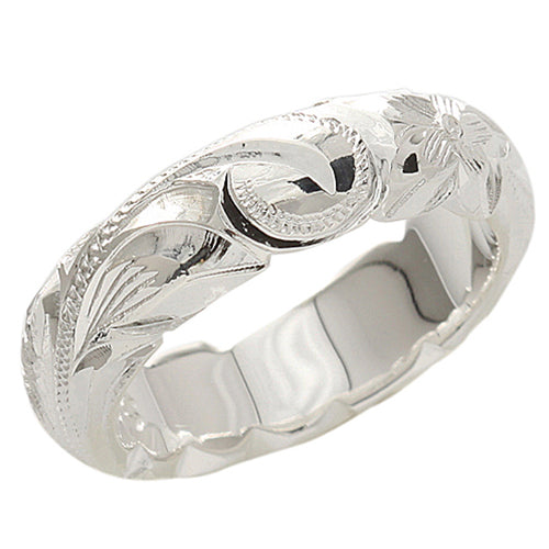 Sterling Silver Hawaiian Scroll Cut Out Edge Ring 8mm Heavy Weight