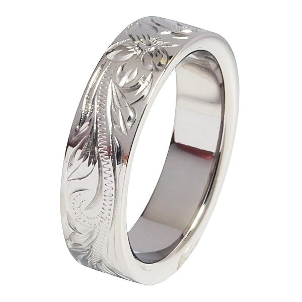 6mm Hawaiian Scroll Titanium Wedding Ring Hawaiian Heirloom Ring