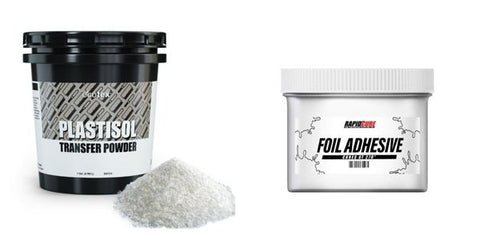 plastisol transfer powder, foil adhesive additive for plastisol ink screen printing supplies