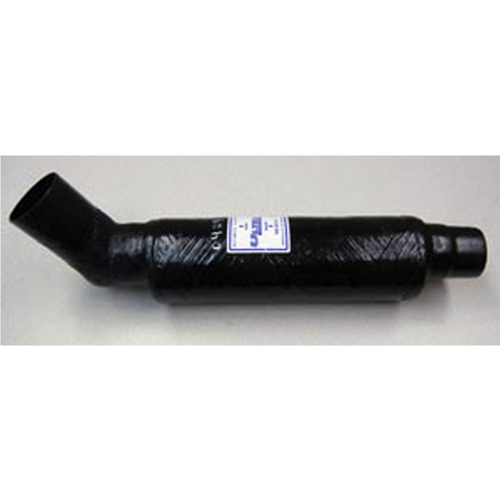 Muffler Interchangeable Angled 3-1/2 Inch 60° O.D. Inlet With 3 Inch O.D. Straight Outlet 26 Inches Long OEM UM-0429