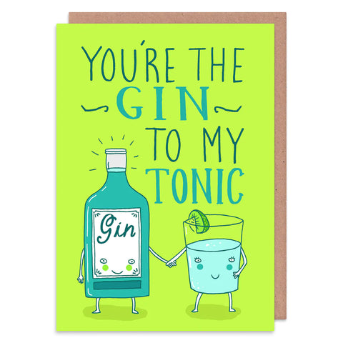 the gin to my tonic cocktail fun valentines day card