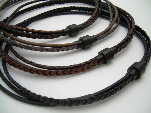 3mm Braided Leather Necklace, Braided Bolo Leather Cord With 5mm Stainless  Steel Clasp, Natural, Grey, Brown, Black Leather Necklace Men 