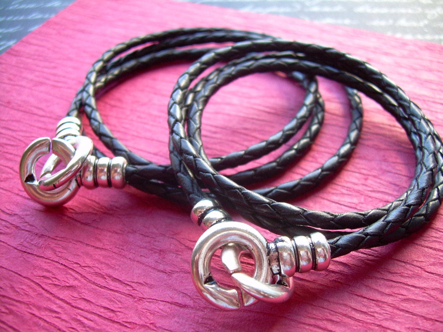 His and Hers Set of  Infinity Bracelets, Leather Bracelet, Tripl