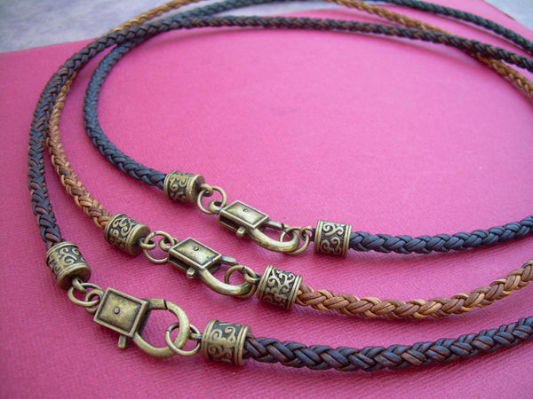 Antique Dark Brown 2mm Leather Necklace Cord With Bronze Clasp -  Israel