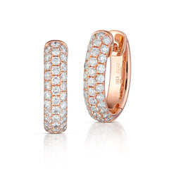 diamond rose gold huggie hoop earrings