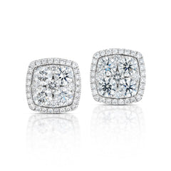 diamond cluster halo stud earrings