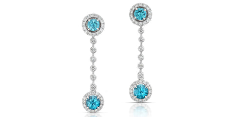 Blue Zircon Diamond Earrings