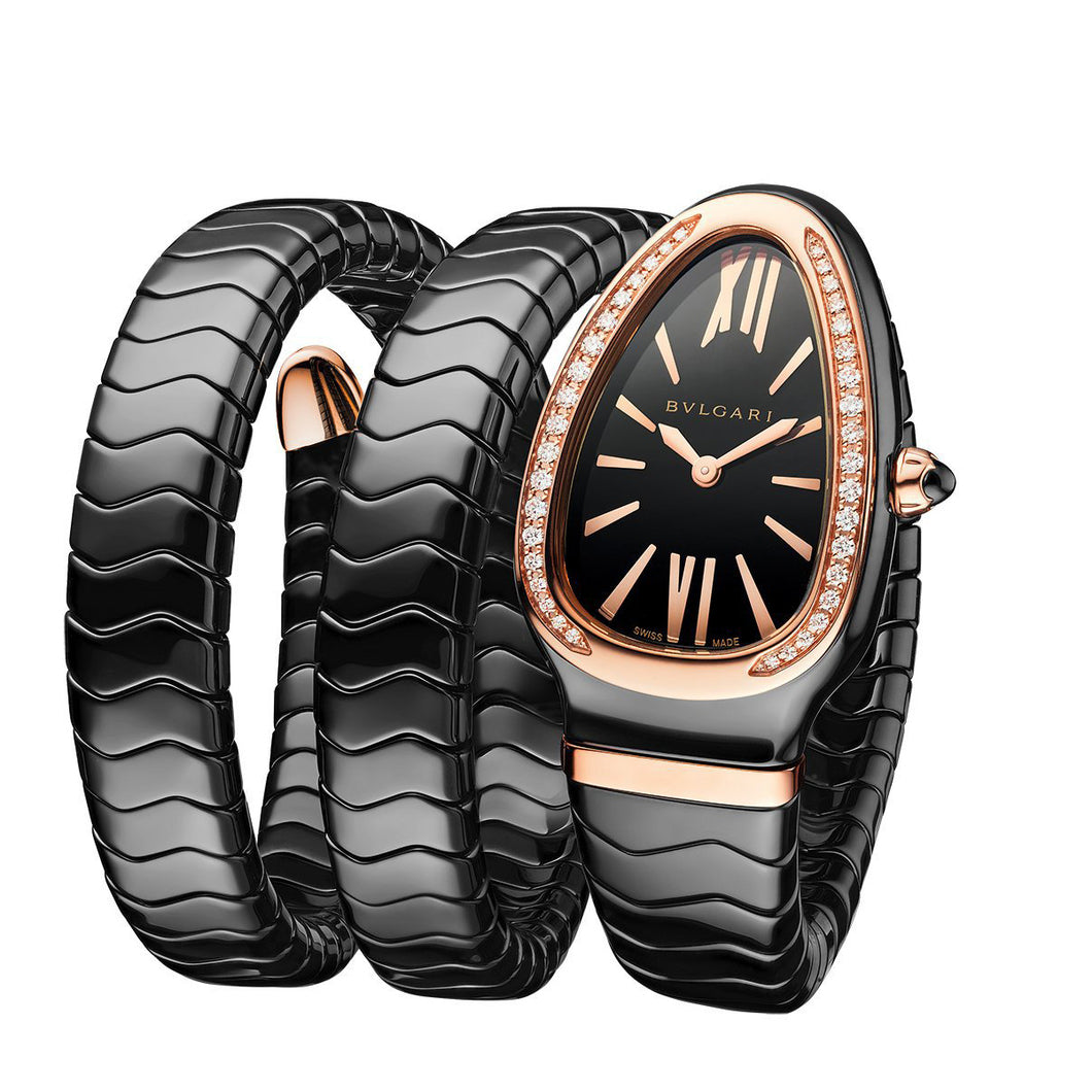 Bulgari Serpenti Spiga Black Ceramic & 18kt Rose Gold Watch