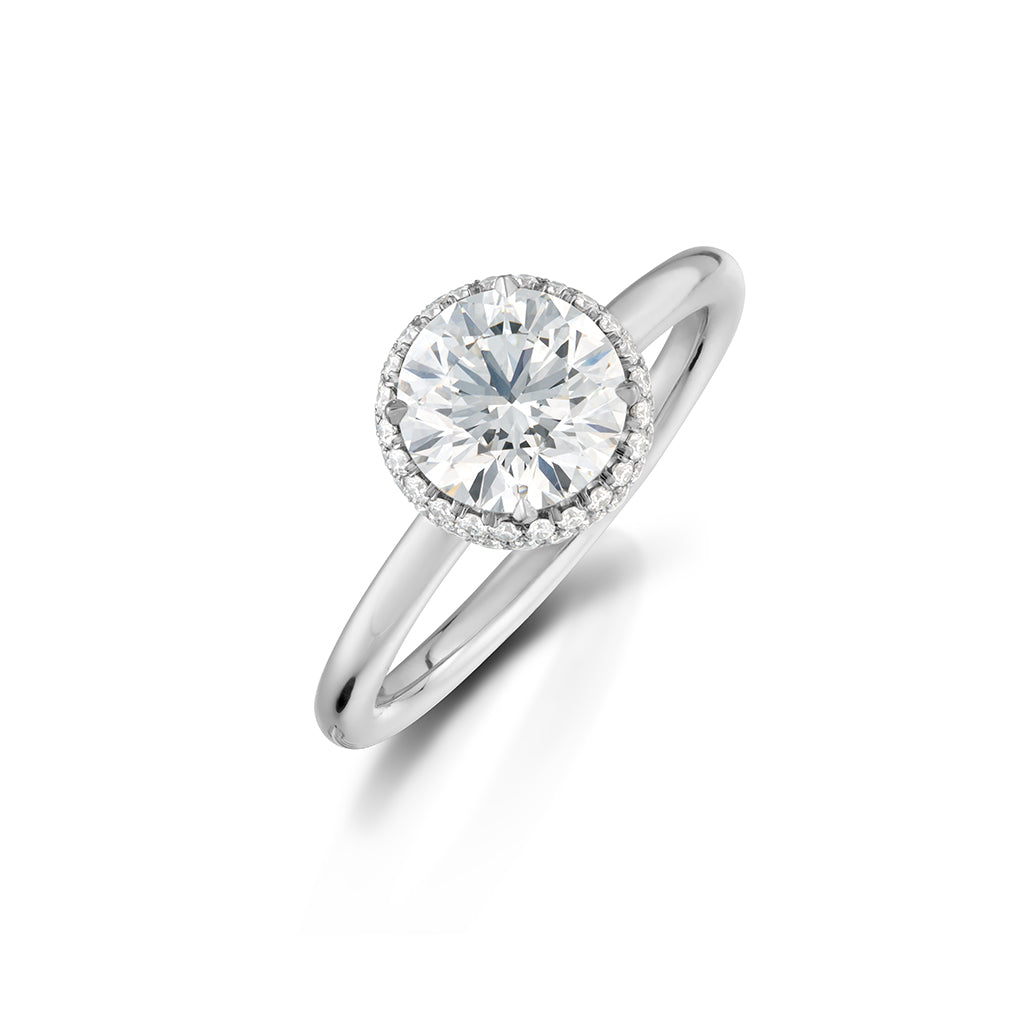 Diamond Pav  Halo Engagement Ring