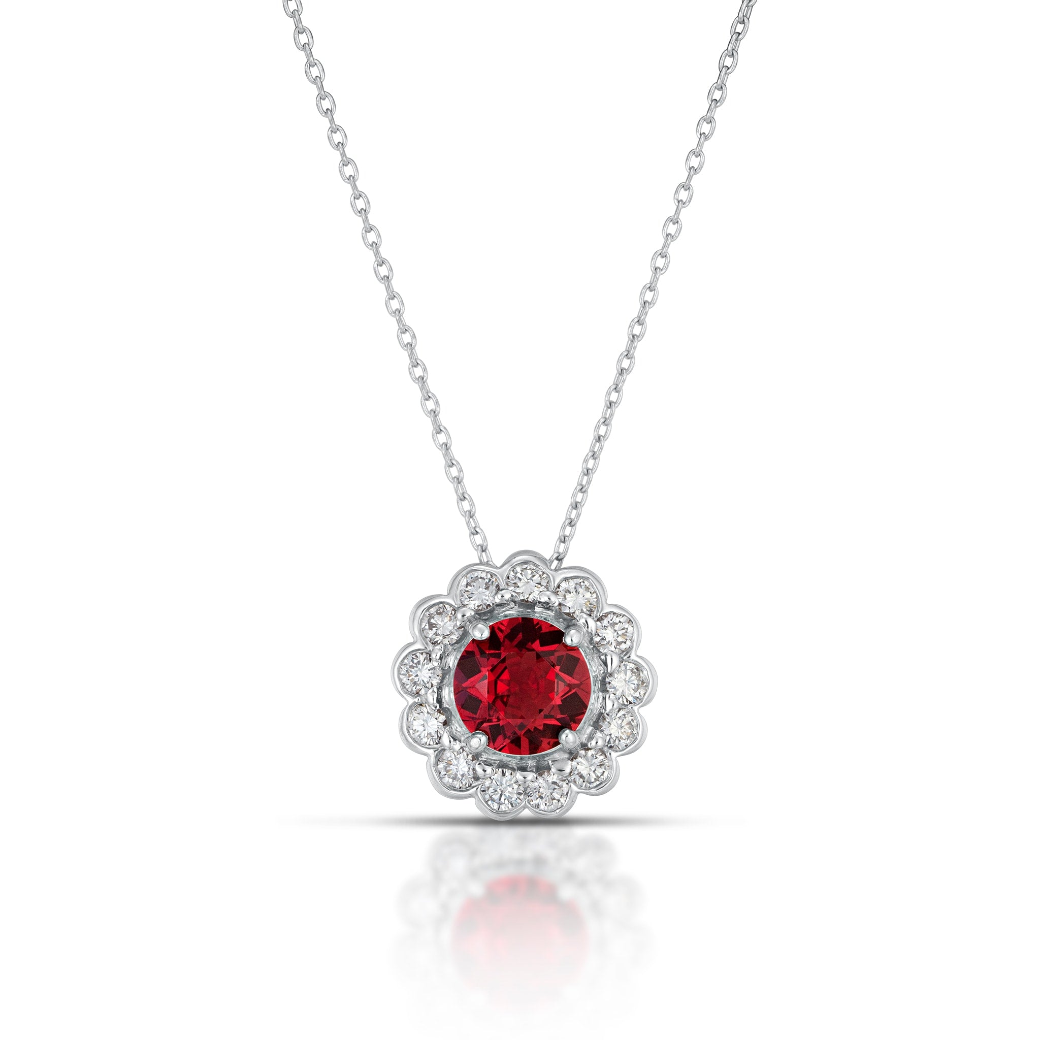 Spinel and Diamond Halo Necklace