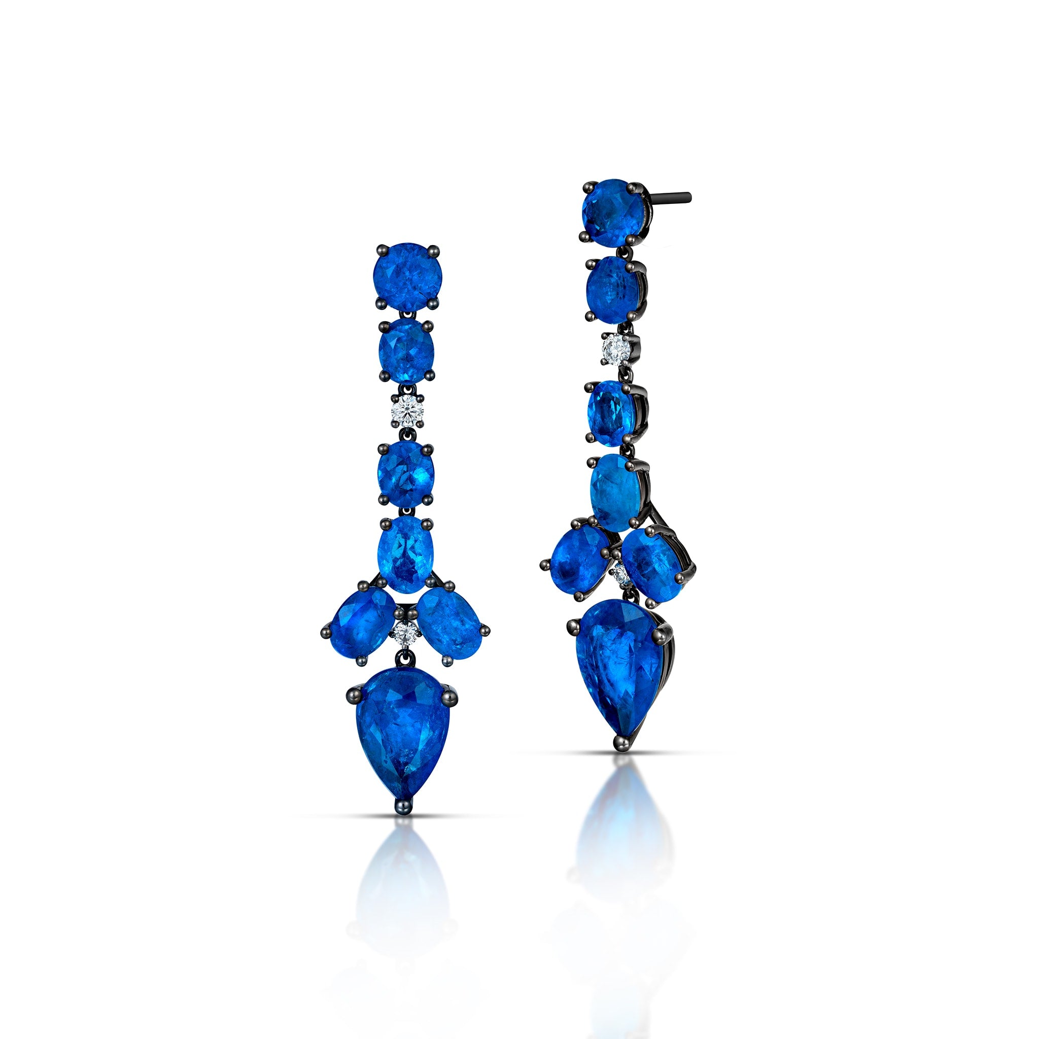 Blue Apatite and Diamond Earrings