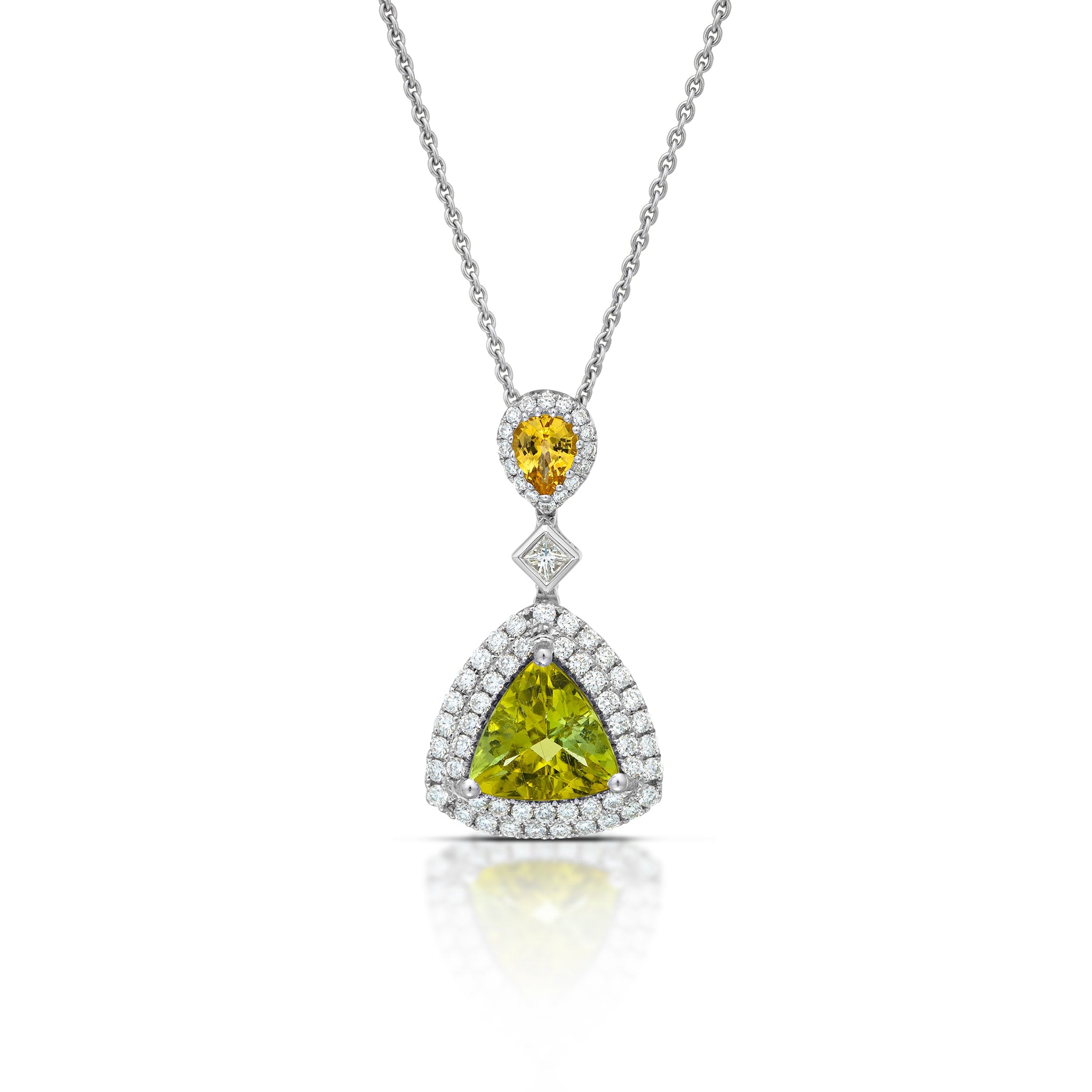 Tourmaline, Yellow Sapphire and Diamond Necklace