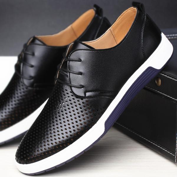 Invomall Men's Breathable Genuine Leather Shoes