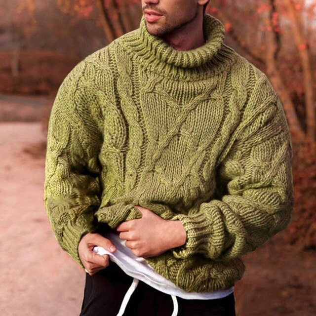 Invomall Men's Loose Fit Turtleneck Sweaters