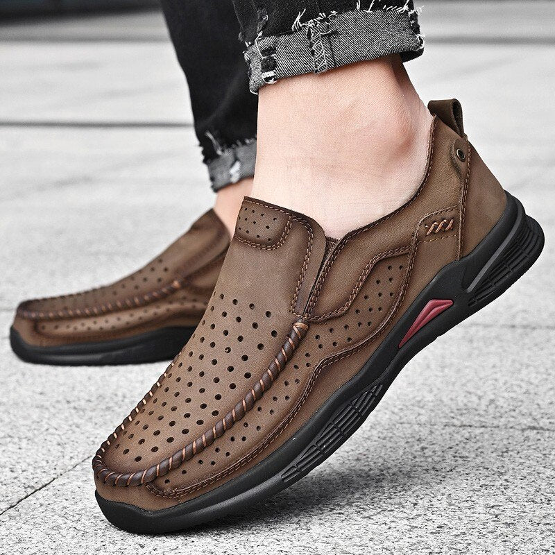 Invomall Men's Comfortable Waterproof Leather Shoes