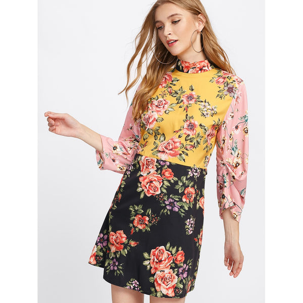 Casual Dresses | Shop Women's Multicolor Tie Back Floral Print Dress at Fashiontage | 681e5a85-0-color-multicolor-size-s