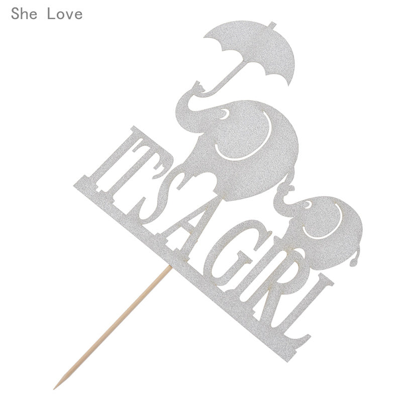 Elegant Elephant Its A Boy Girl Baby Shower Cake Toppers