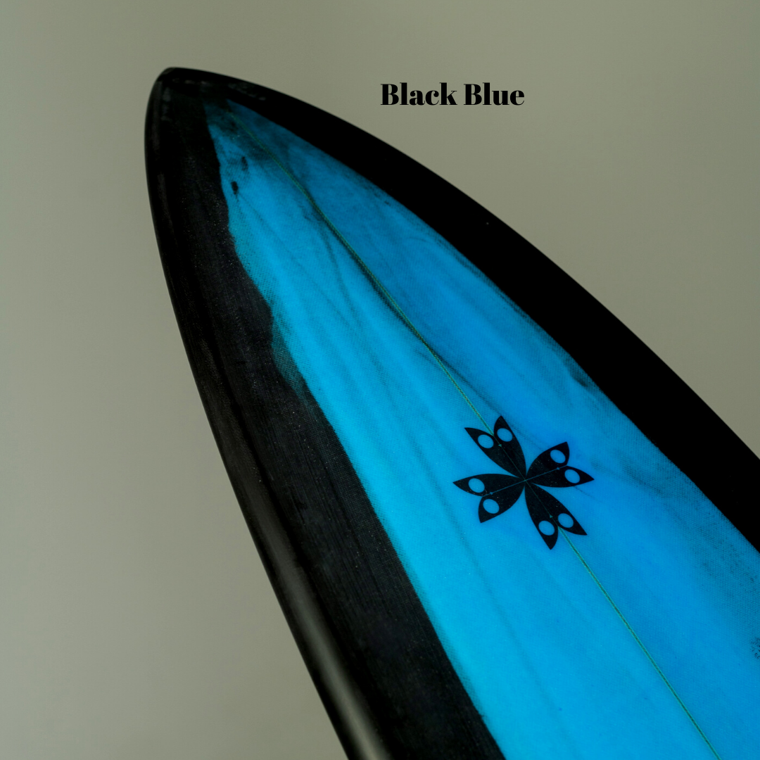 black and blue surfboard