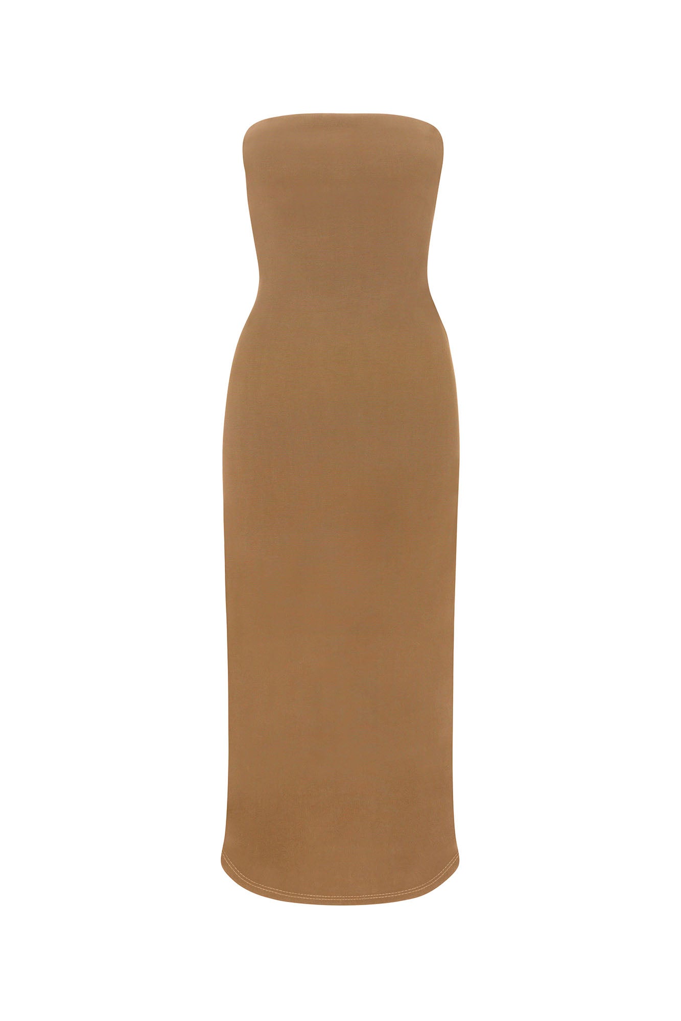 Shop Anemos Strapless Tie Back Dress In Stretch Cupro In Sandstone