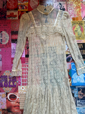 Sheer Floral Lace Midi Dress - East and Up