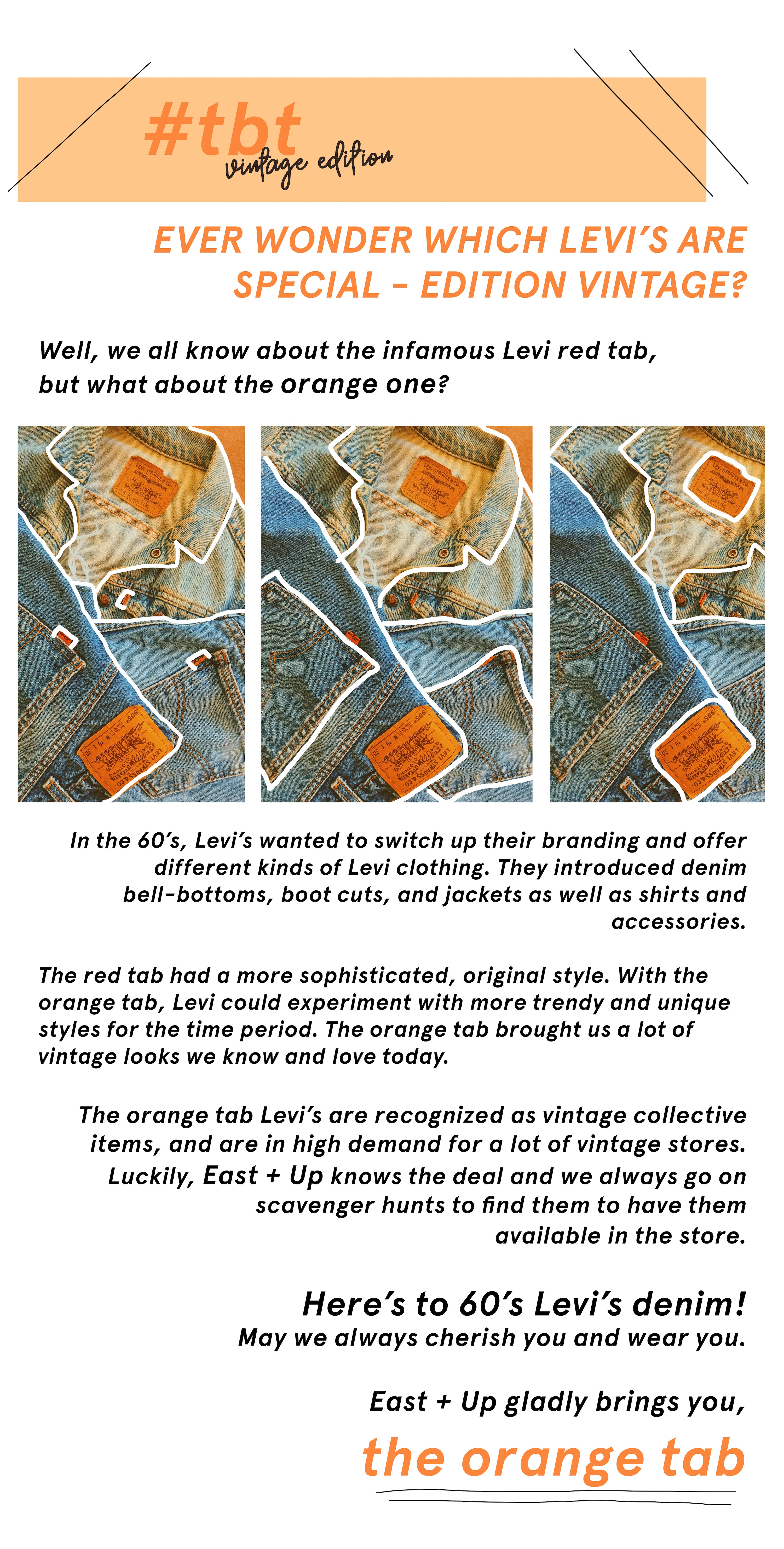 TBT the LEVI'S ORANGE TAG – East and Up