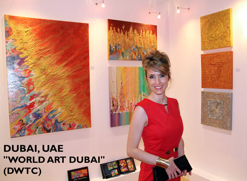 WORLD ART DUBAI, DWTC, exhibition, Dubai, UAE, Julia Apostolova, artist, painter, fine artist, art, abstract painting, abstract art, original art, interior decor, home office decor, modern, contemporary