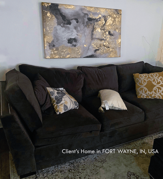 gold leaf wall art, milky way, gold leaf painting, clients home, gold leaf abstract, black white, minimalist, gold black, decoration, interior, decor, abstract art, painting, julia apostolova, juliaapostolova, canvas print, modern, contemporary, ready to hang