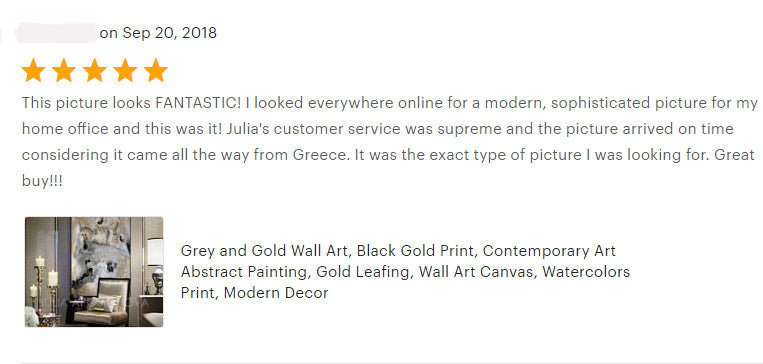 milky way, abstract paintings, happy clients, reviews, julia apostolova, review, happy customers, gold leaf, milky way, gold abstract, gold leaf abstract art, zen art, canvas print, bedroom, living romm, black gold teal, dinning room, decor, interior, client photo, clients house, home decor,